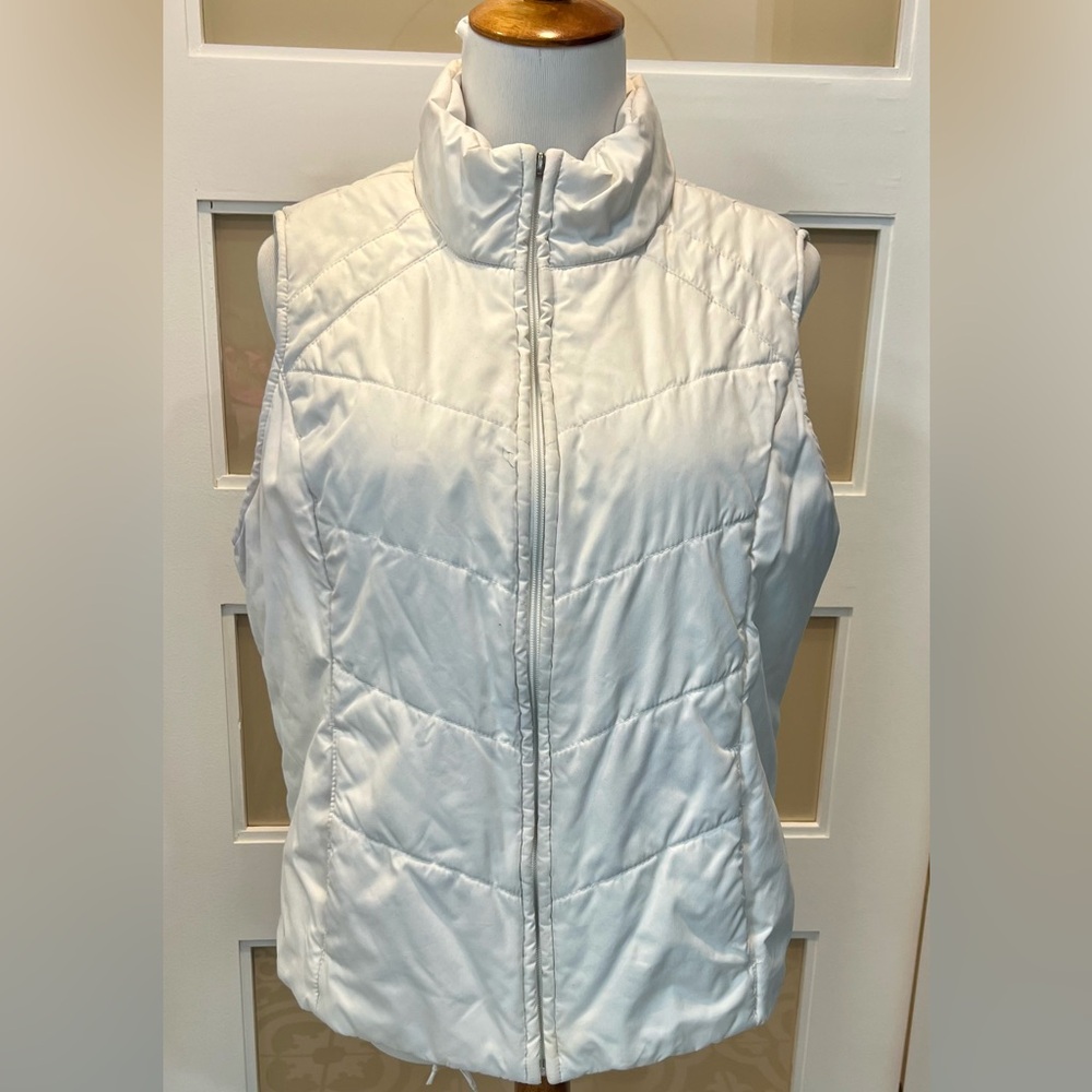Women's White Quilted Vest Size L